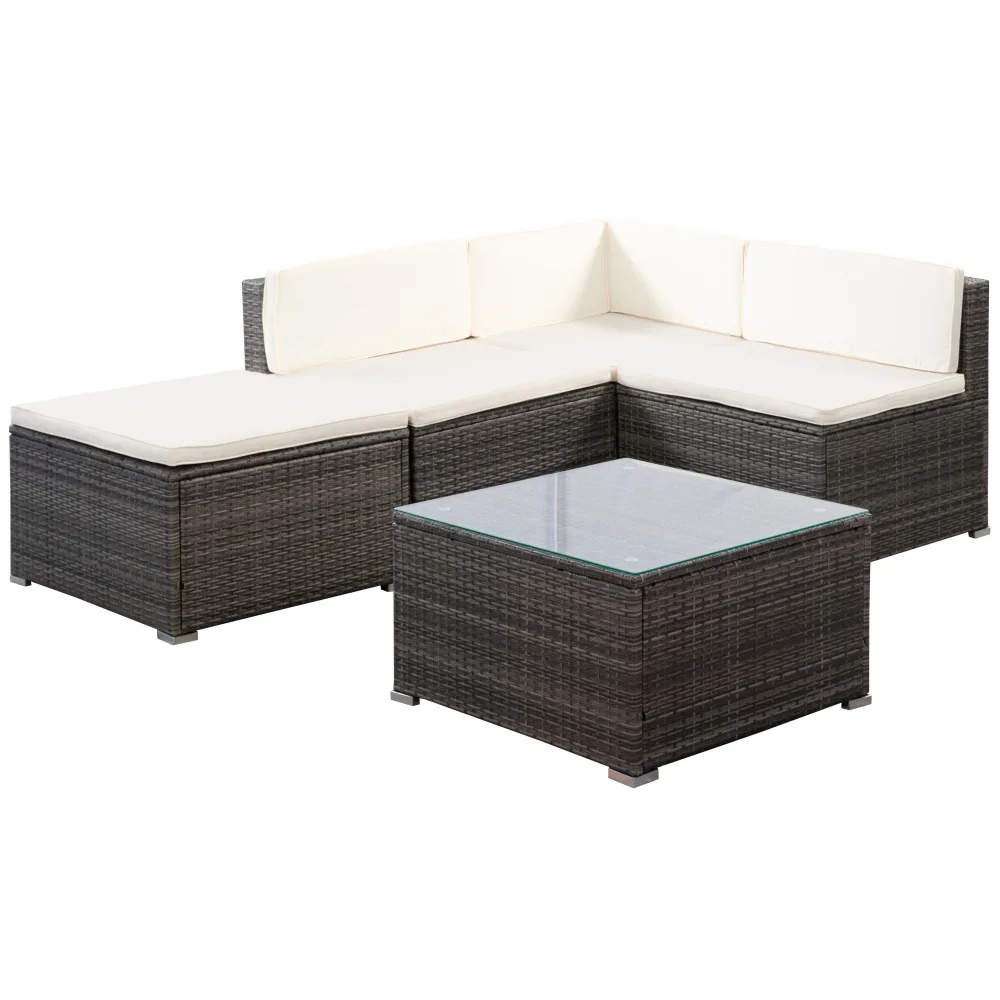 Rattanlounge CAPRI grau/beige