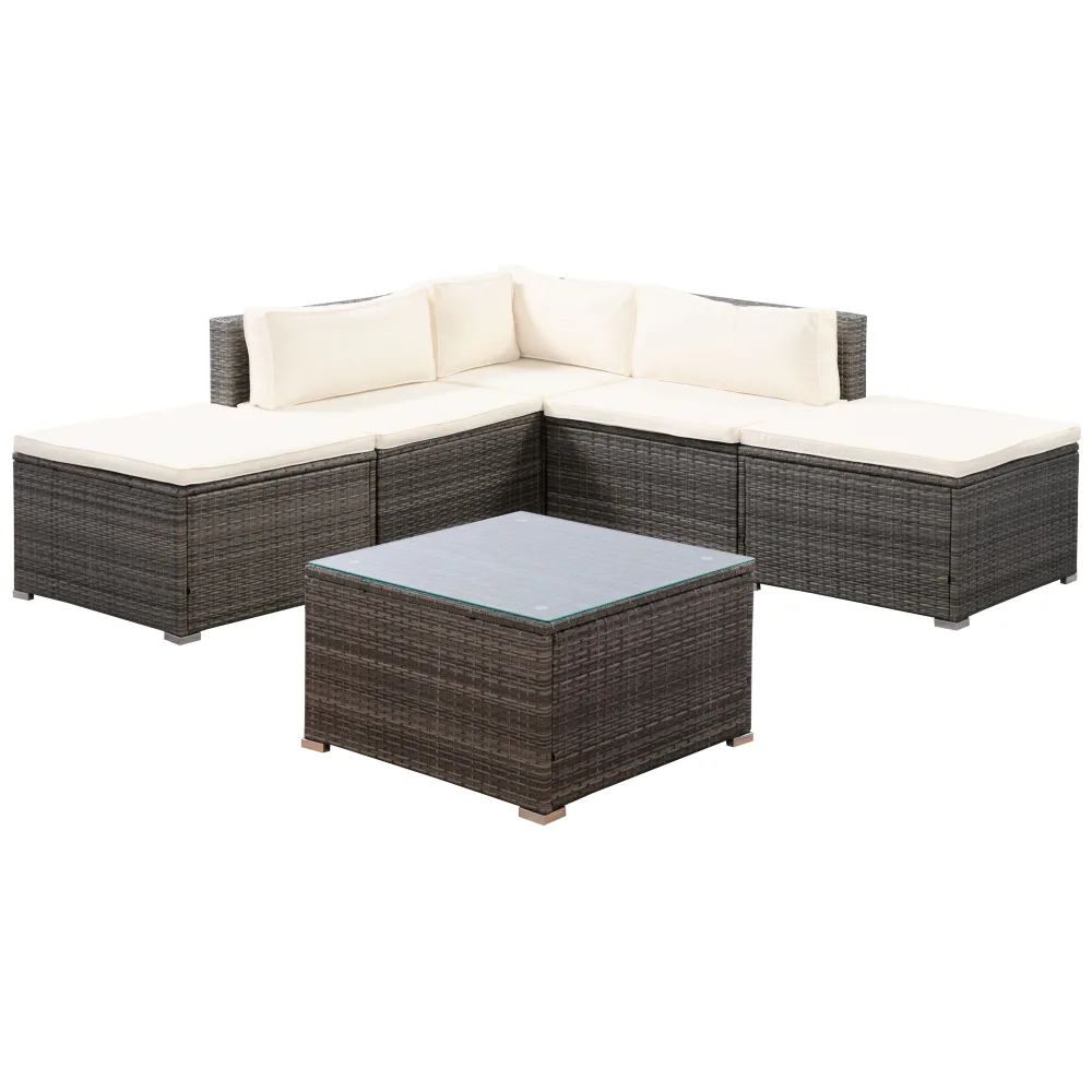 Rattanlounge FARO grau/beige