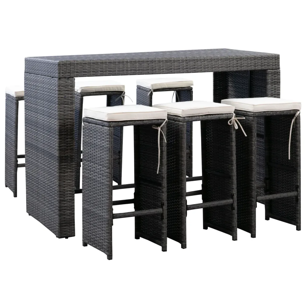 Rattan Bar Set ANDORRA grau