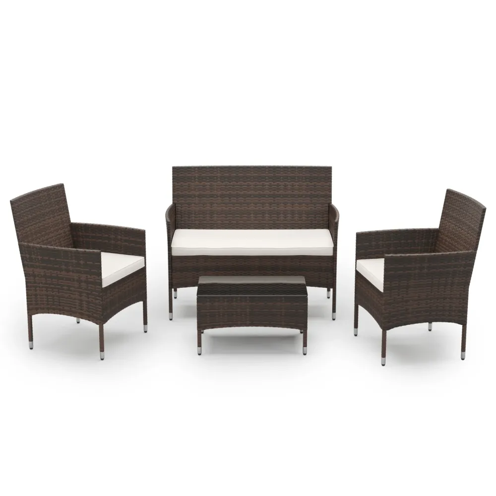 Gartenset Rattan MALIA dunkelbraun/weiss