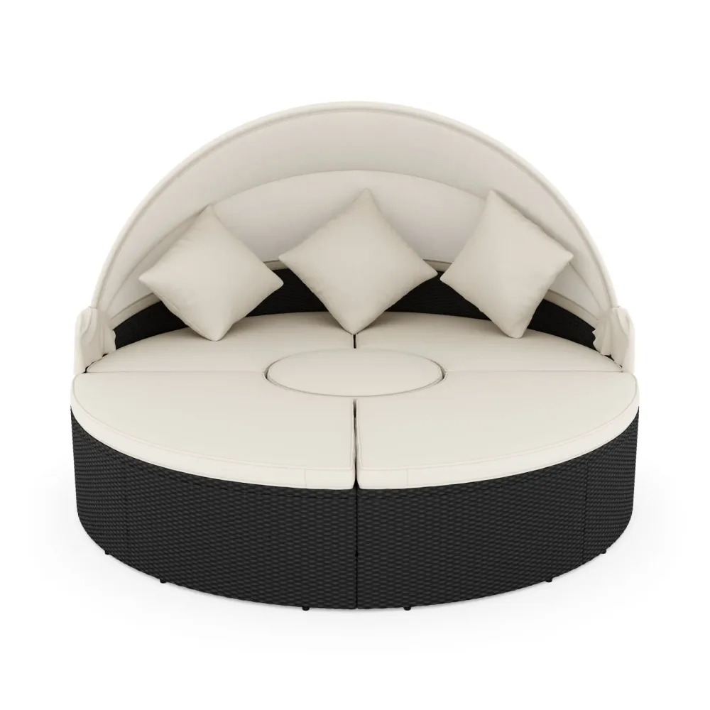 Rattan Sonneninsel CARPI schwarz/beige