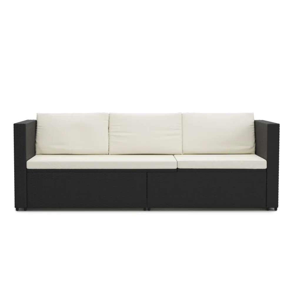 Rattan Sofaliege CAIRNS schwarz/weiss