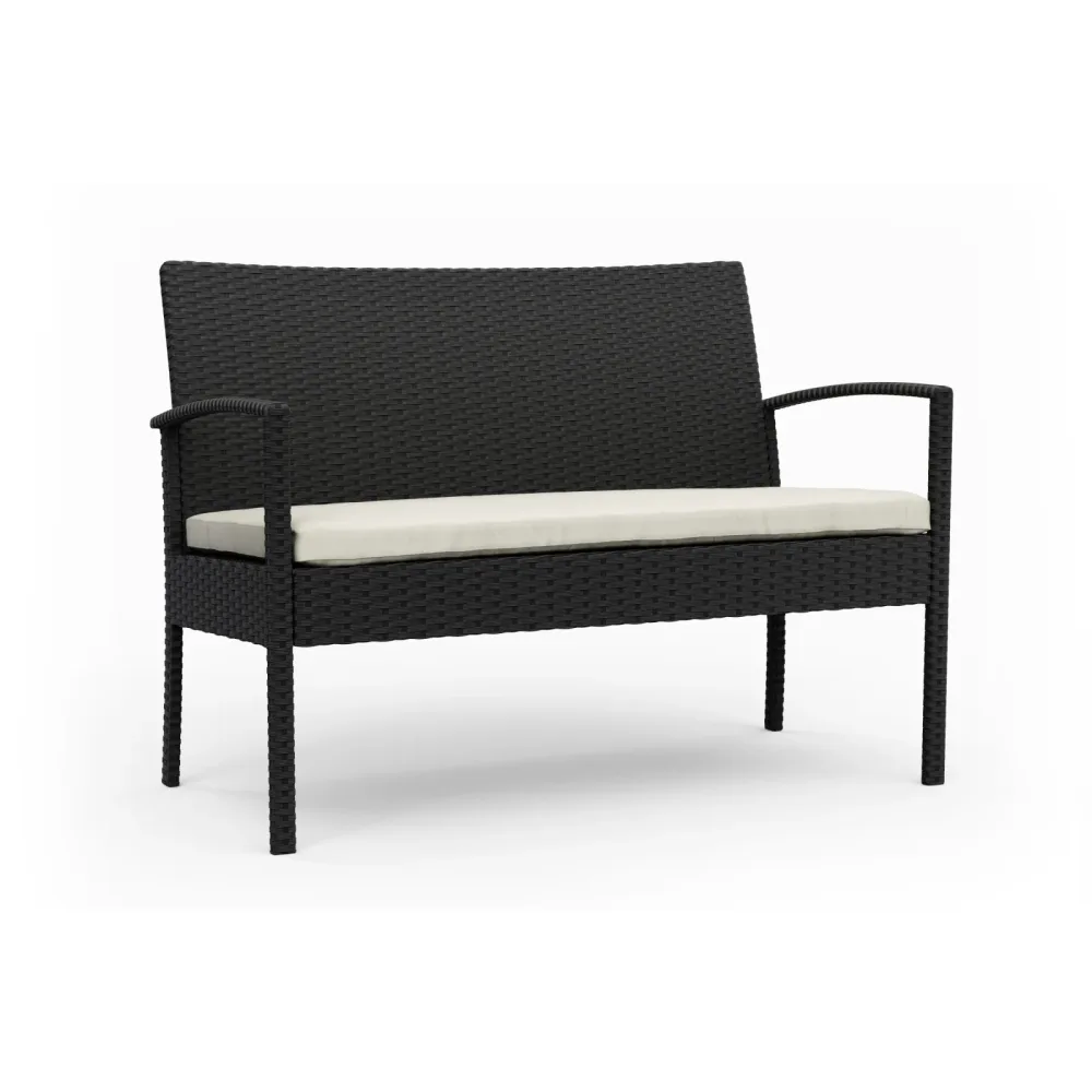 Gartenbank Rattan 108 cm schwarz