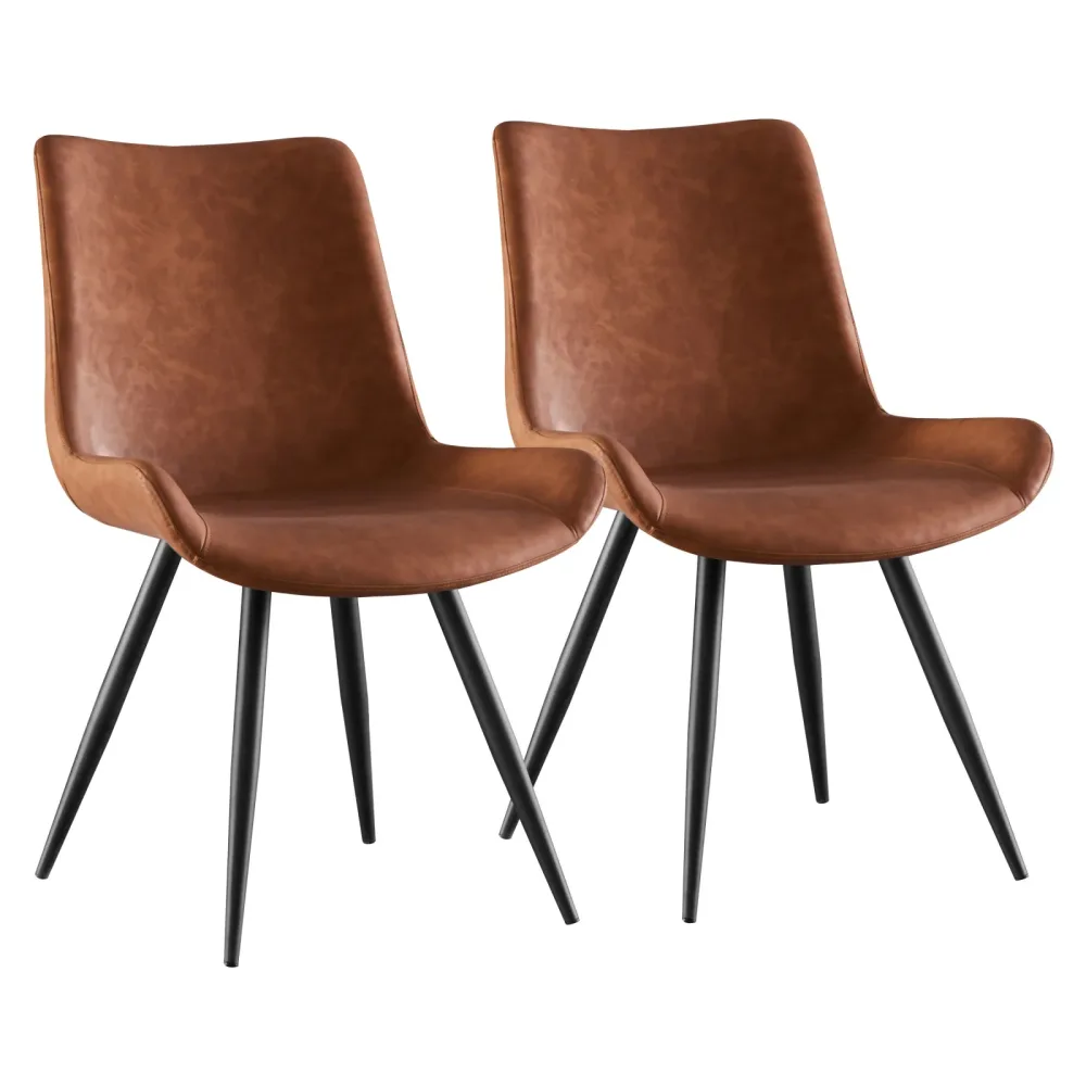 Esszimmerstuhl Leder LORENZ 2er Set braun