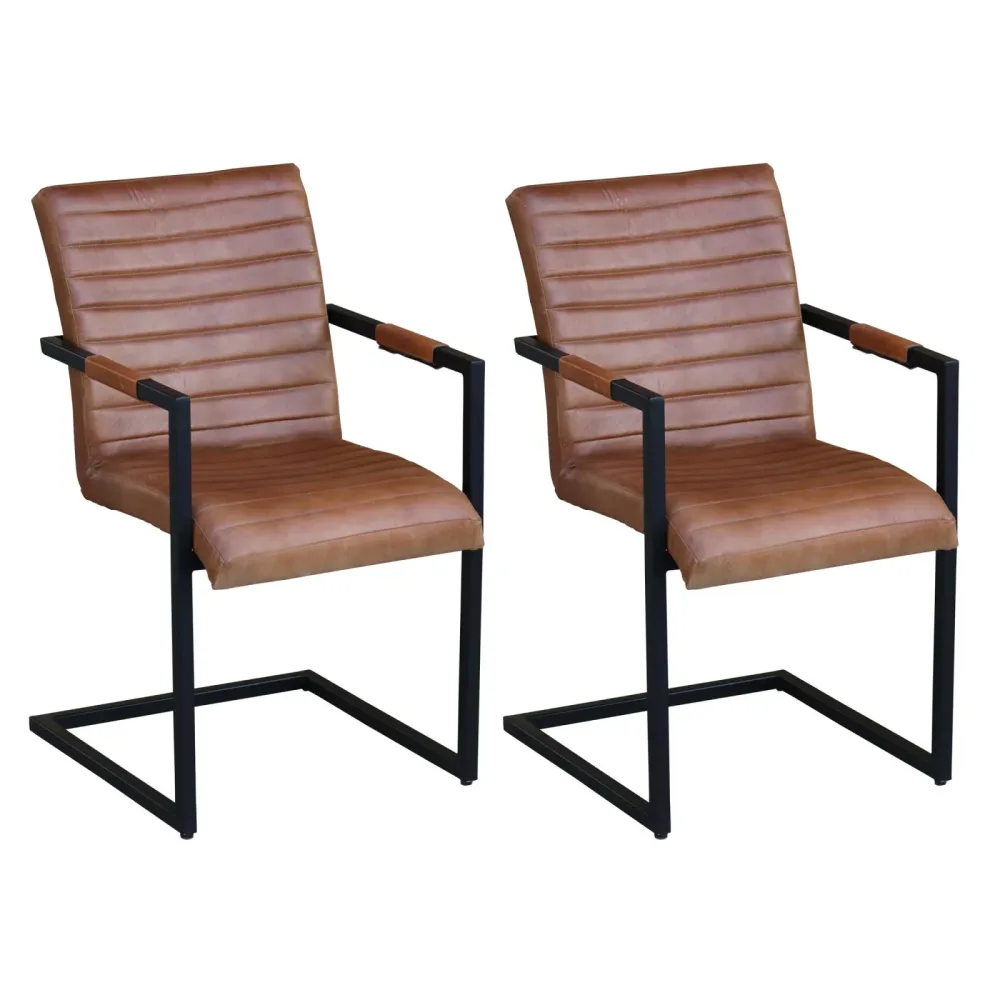 Esszimmerstuhl Leder Vintage AUDREY 2er Set braun
