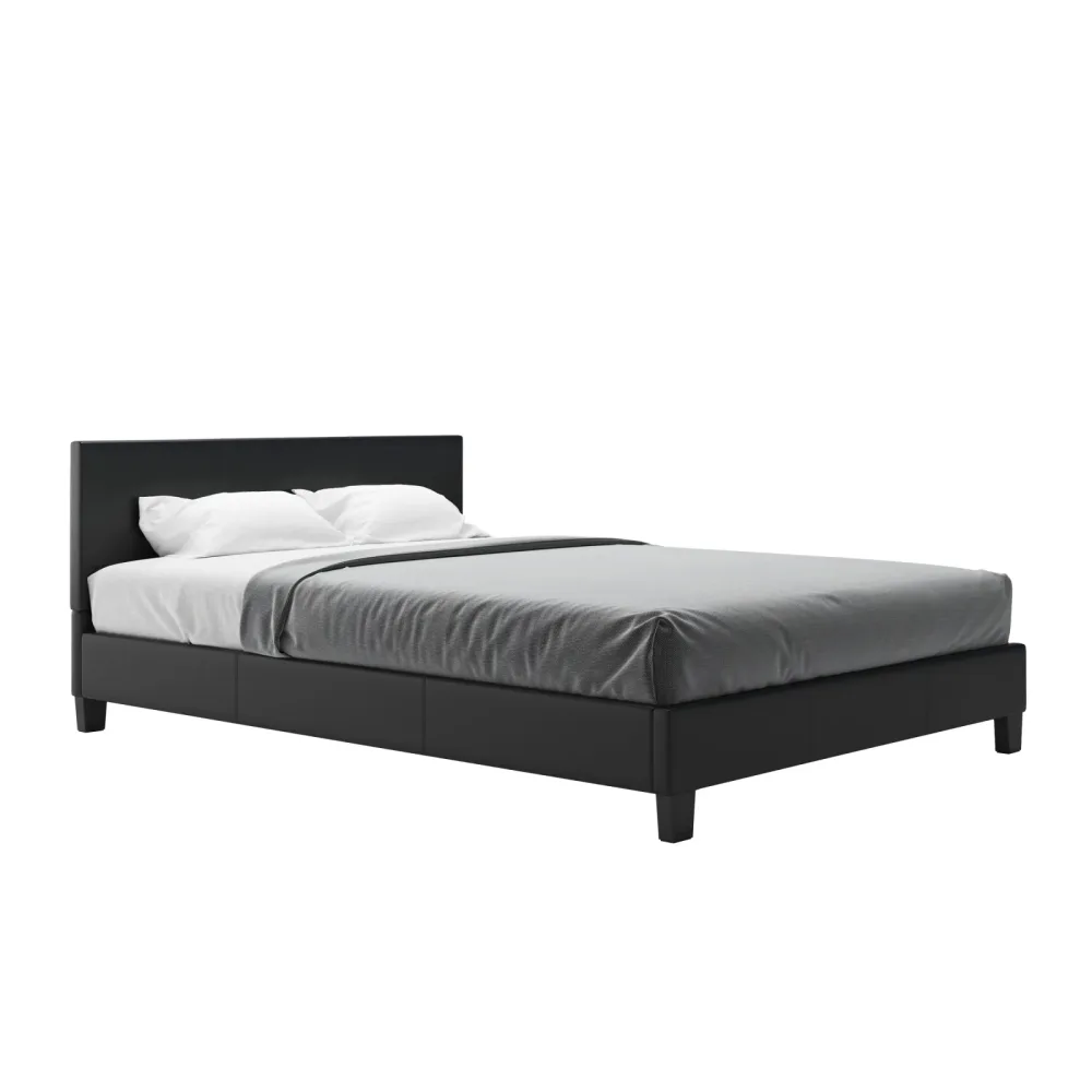 Lederbett DOZE 140 x 200 cm schwarz