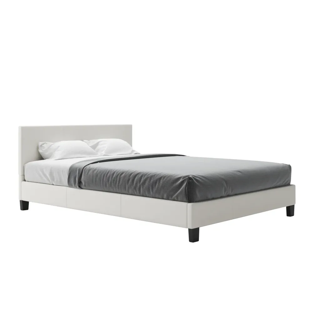 Lederbett DOZE 140 x 200 cm weiss