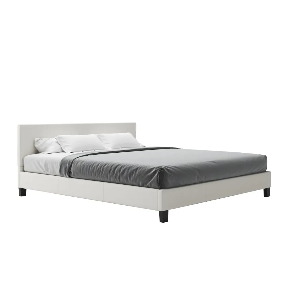 Lederbett DOZE 180 x 200 cm weiss