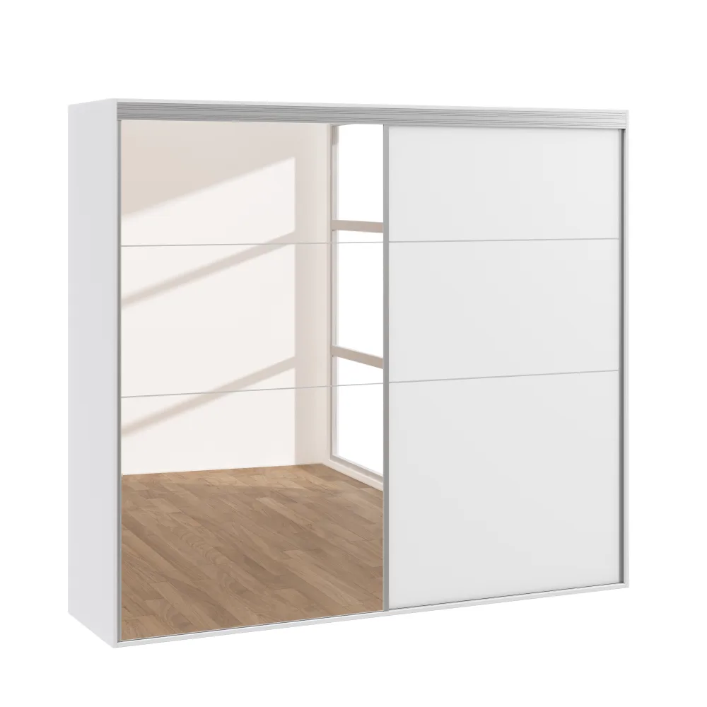 Kleiderschrank Schiebetüren mit Spiegel REVA 230 cm weiss