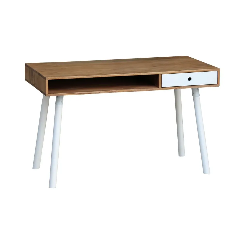 Schreibtisch Holz JOELLE mit Stauraum 120 x 60 x 76 cm natur/weiss