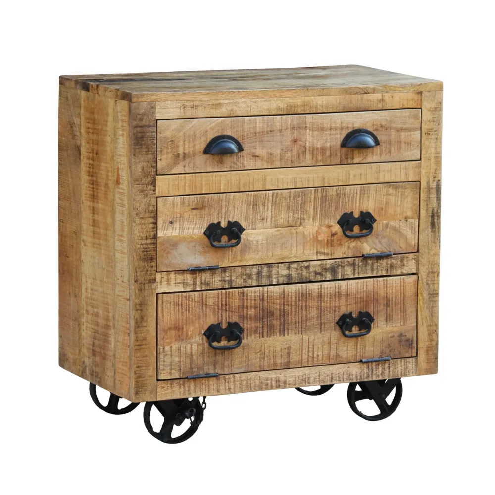 Kommode Holz Vintage FABRIZIO auf Rollen 70 x 75 cm
