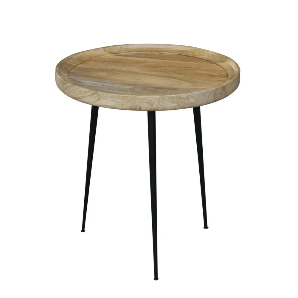 Beistelltisch Holz GIBSON rund 46 x 52 cm natur/schwarz