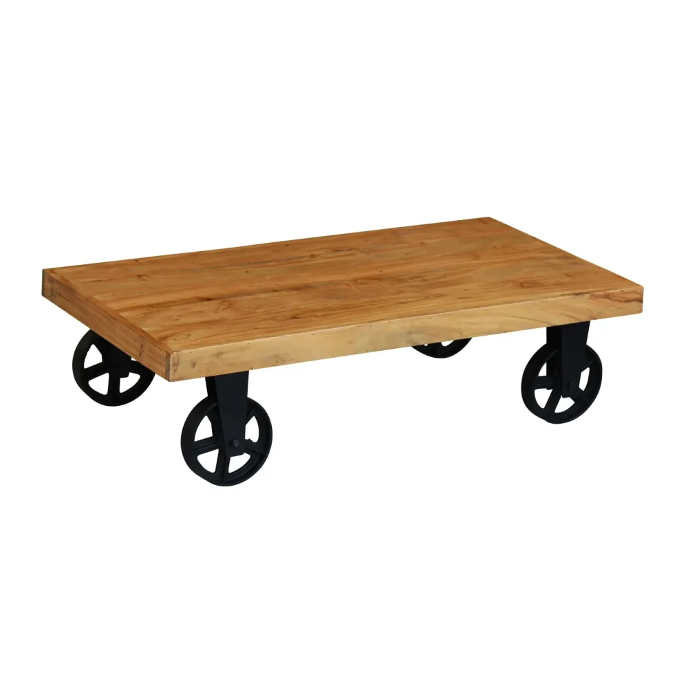 Beistelltisch Holz Vintage COOPER mit Rollen 110 x 60 x 30 cm
