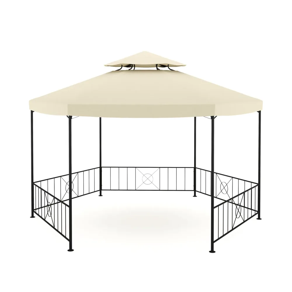 Gazebo ROSARIA 6-eckig 4 m beige