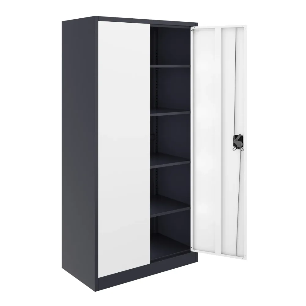 Aktenschrank mit 5 Böden 90 x 180 cm weiss/anthrazit