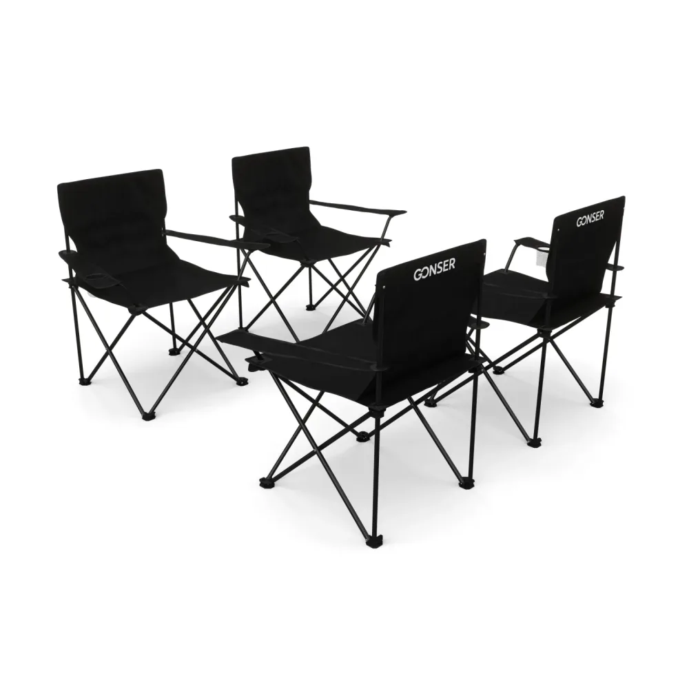 Campingstuhl 4er Set schwarz
