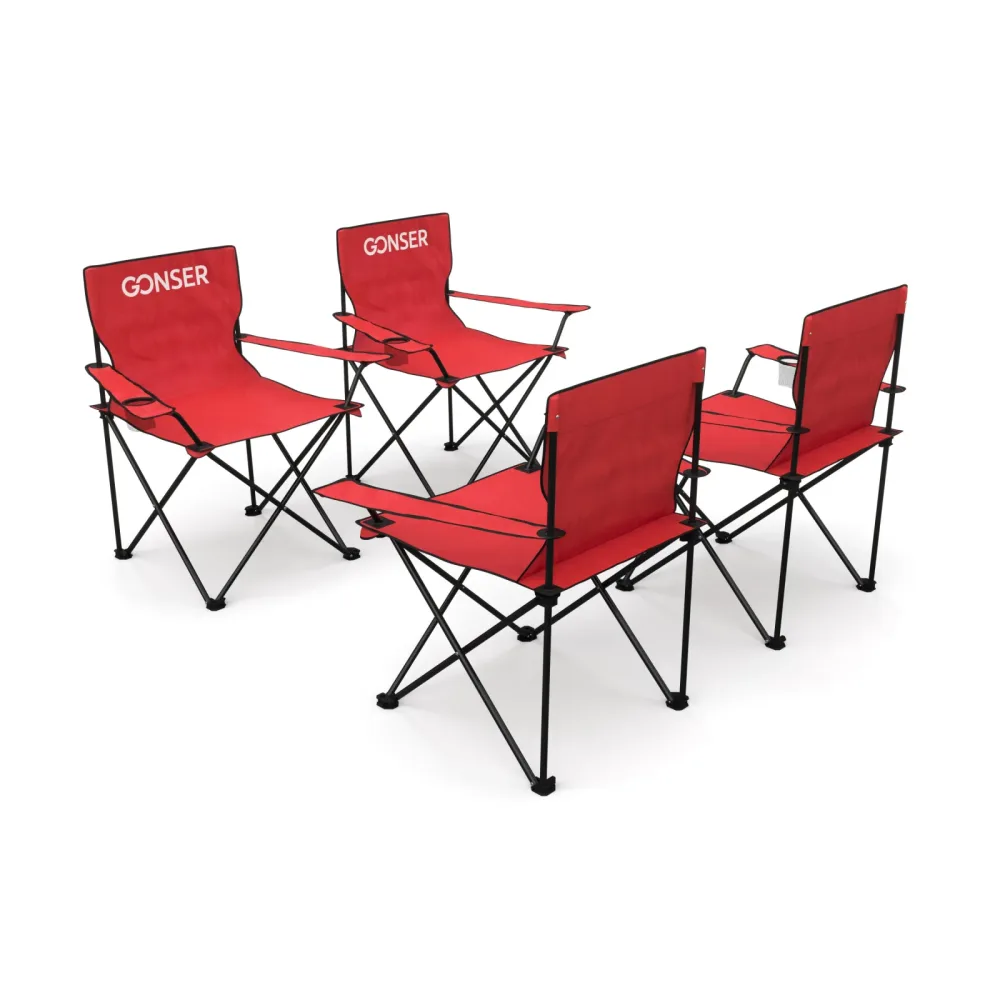 Campingstuhl 4er Set rot