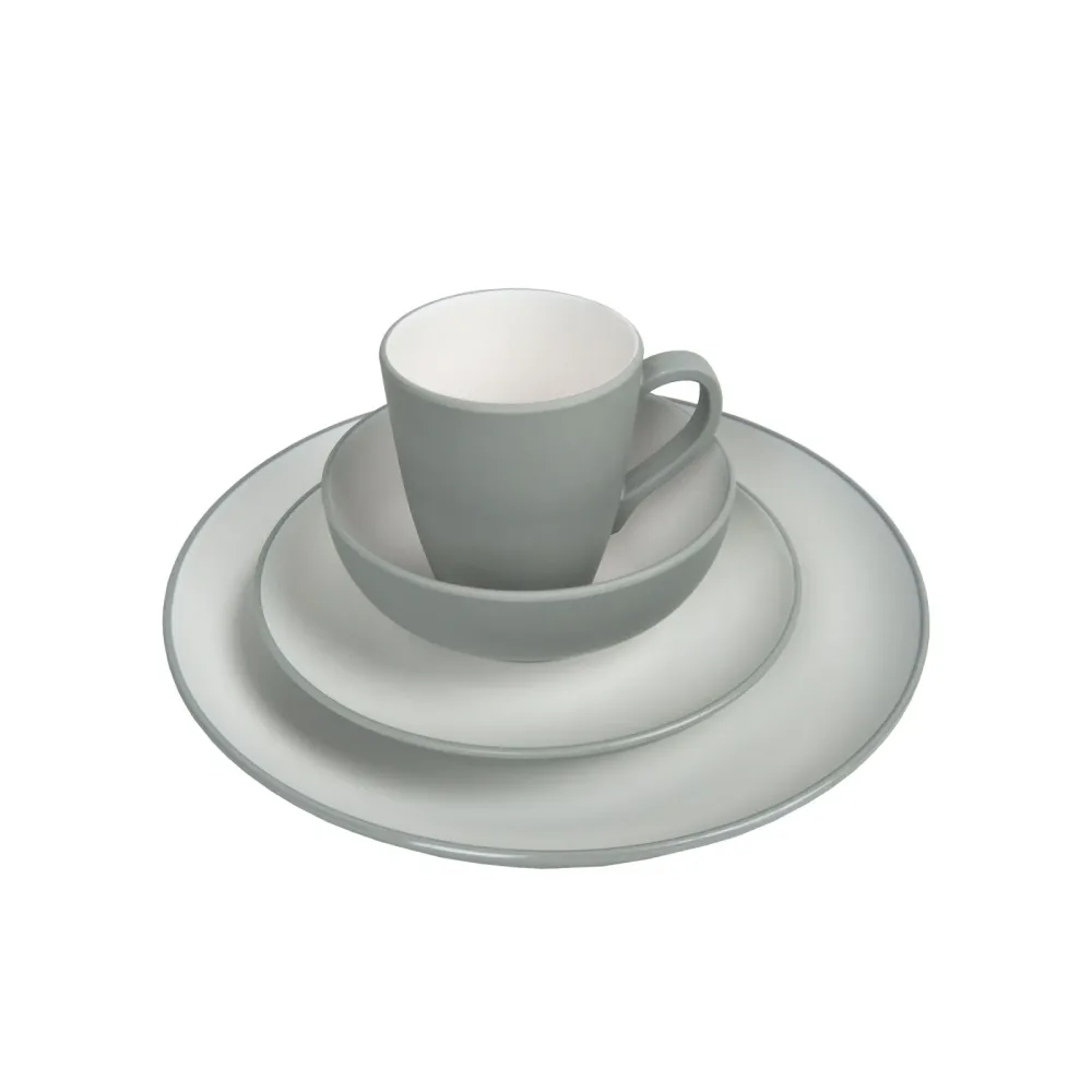 Geschirr-Set Melamin 16-teilig grau