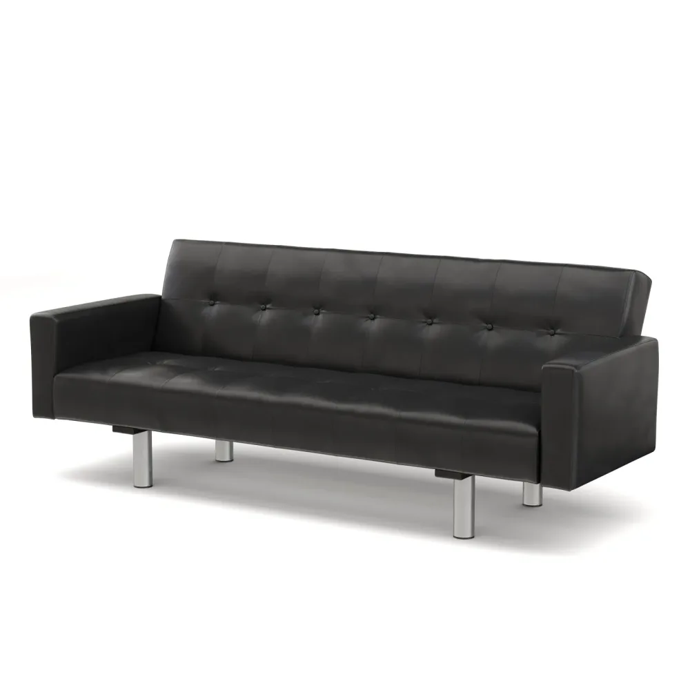 Schlafsofa Leder YALE schwarz