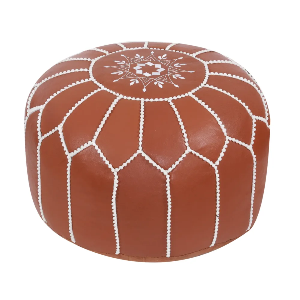 Pouf Leder DAMASKUS hellbraun