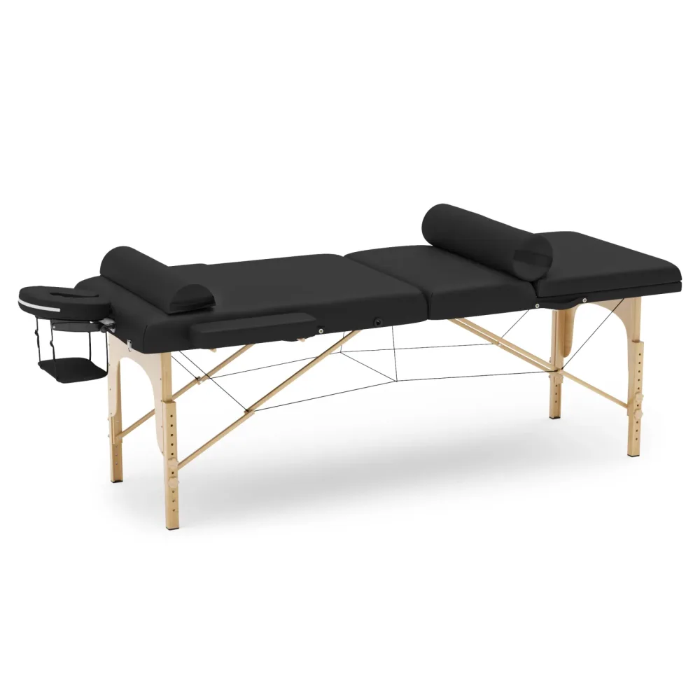 Massageliege 3-Zonen mit Lagerungsrollen schwarz
