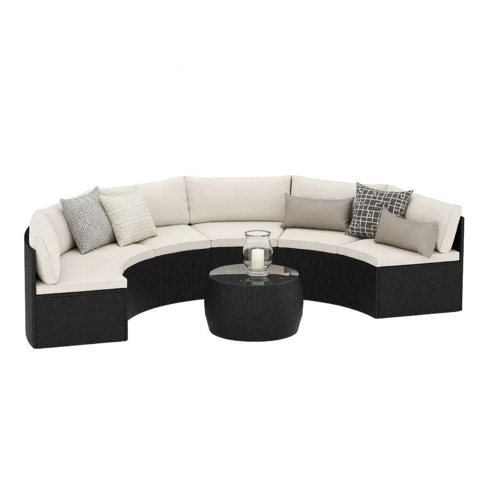 Rattanlounge SEASIDE schwarz/weiss