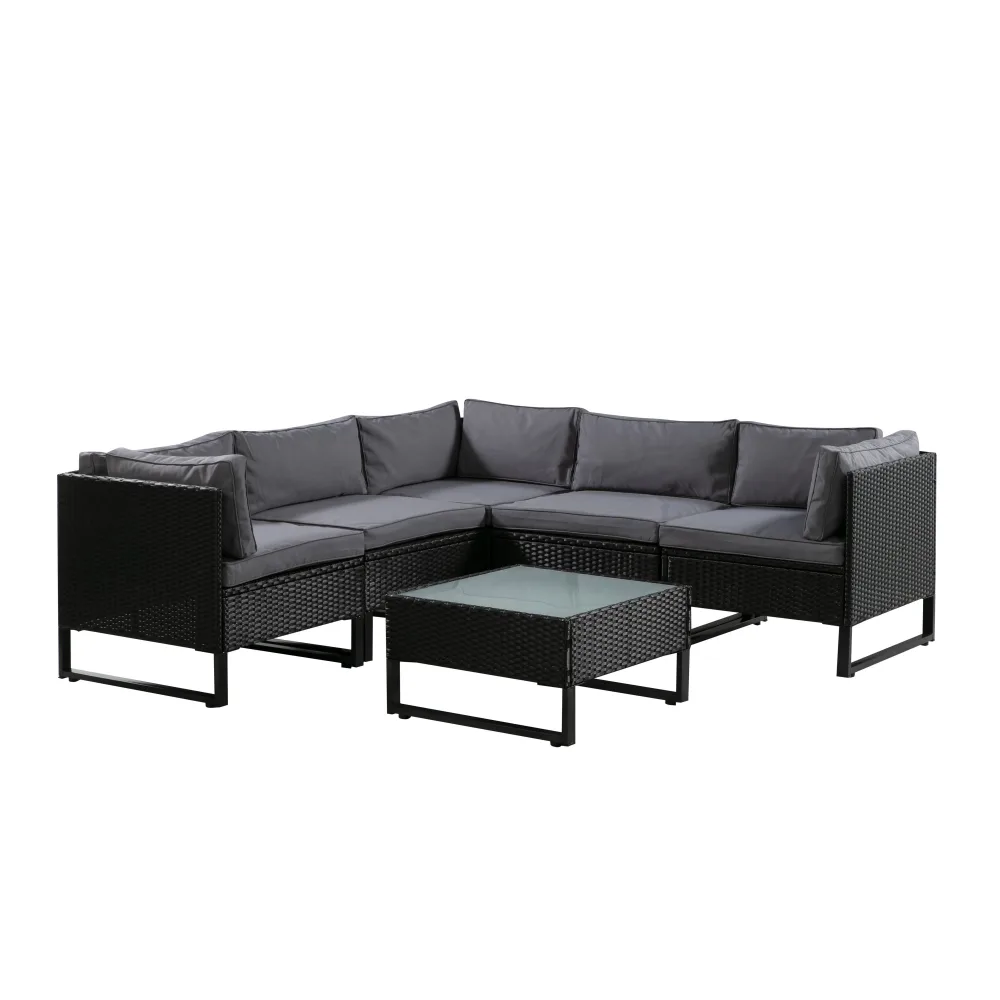 Rattanlounge CAPITOLA schwarz/anthrazit