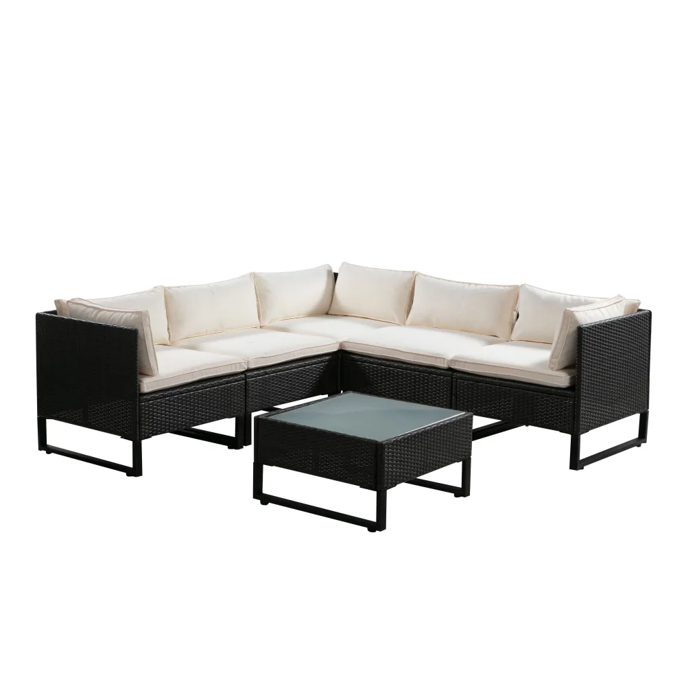 Rattanlounge CAPITOLA braun/weiss