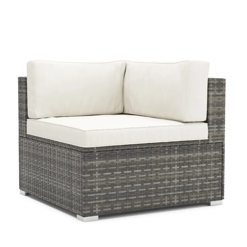 Eckteil Rattanlounge LINDOS grau/weiss