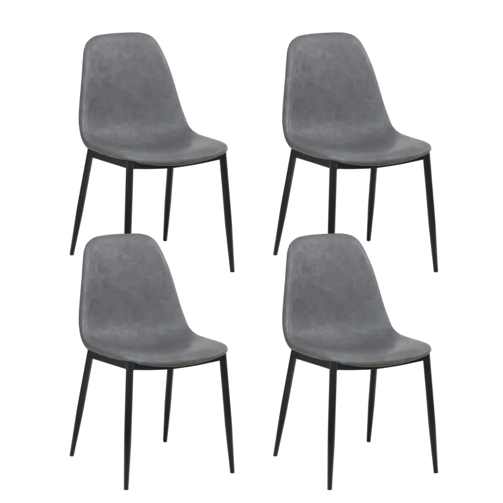 Esszimmerstuhl Leder CHAD 4er Set anthrazit