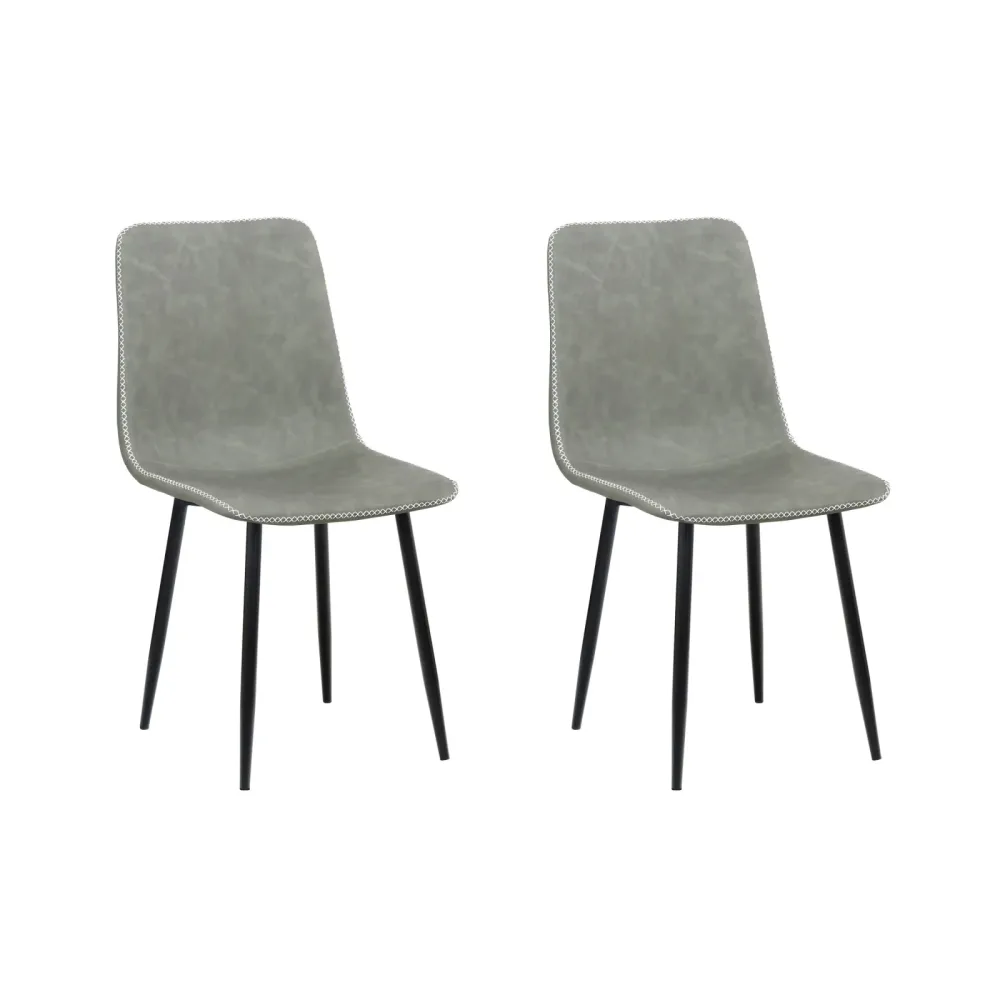 Esszimmerstuhl Leder SKY 2er Set grau