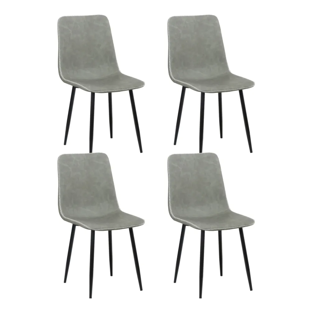 Esszimmerstuhl Leder SKY 4er Set grau
