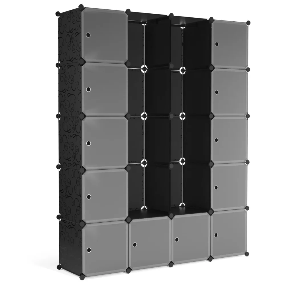Kleiderschrank Steckregal schwarz / transparent 20 Boxen