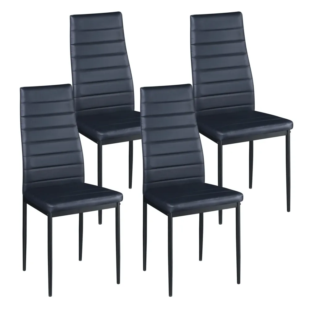 Esszimmerstuhl Leder TIM 4er Set schwarz
