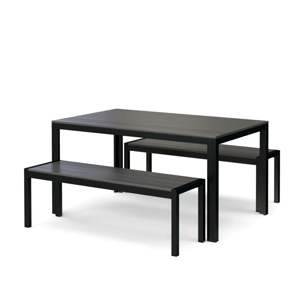 Gartenmöbel Set RIVI 2 Bänke anthrazit/schwarz