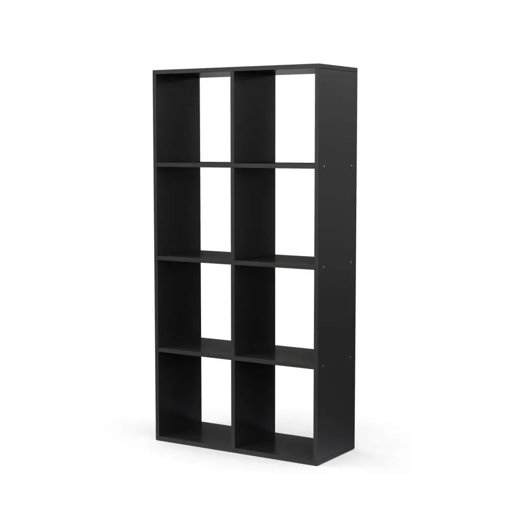 Bücherregal Raumteiler LIAM 8 Fächer 72 x 142 cm schwarz