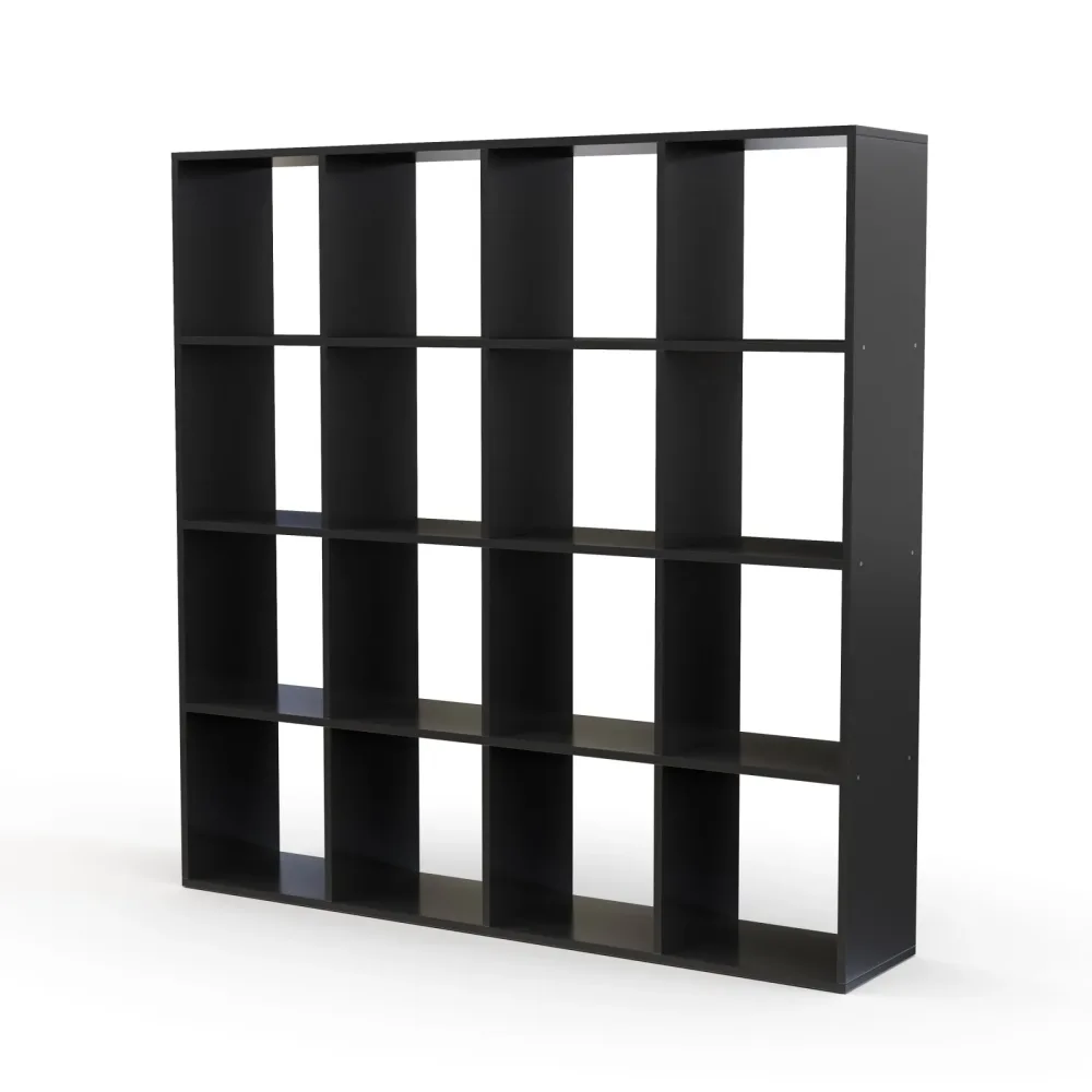 Bücherregal Raumteiler NIMA 16 Fächer 142 x 142 cm schwarz