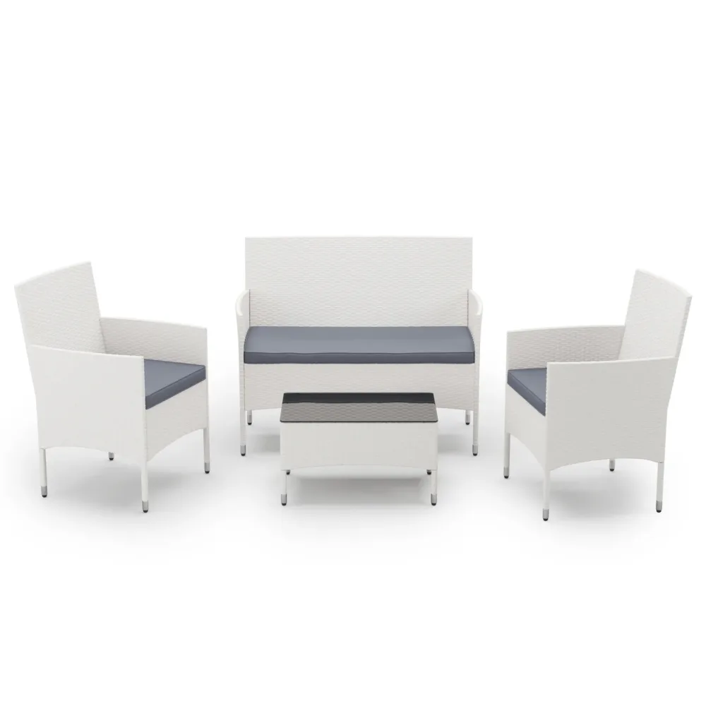 Gartenset Rattan MALIA weiss/grau