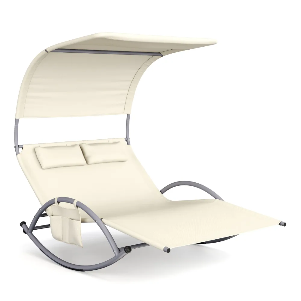 Sonnenliege Schaukelstuhl 2 Personen beige