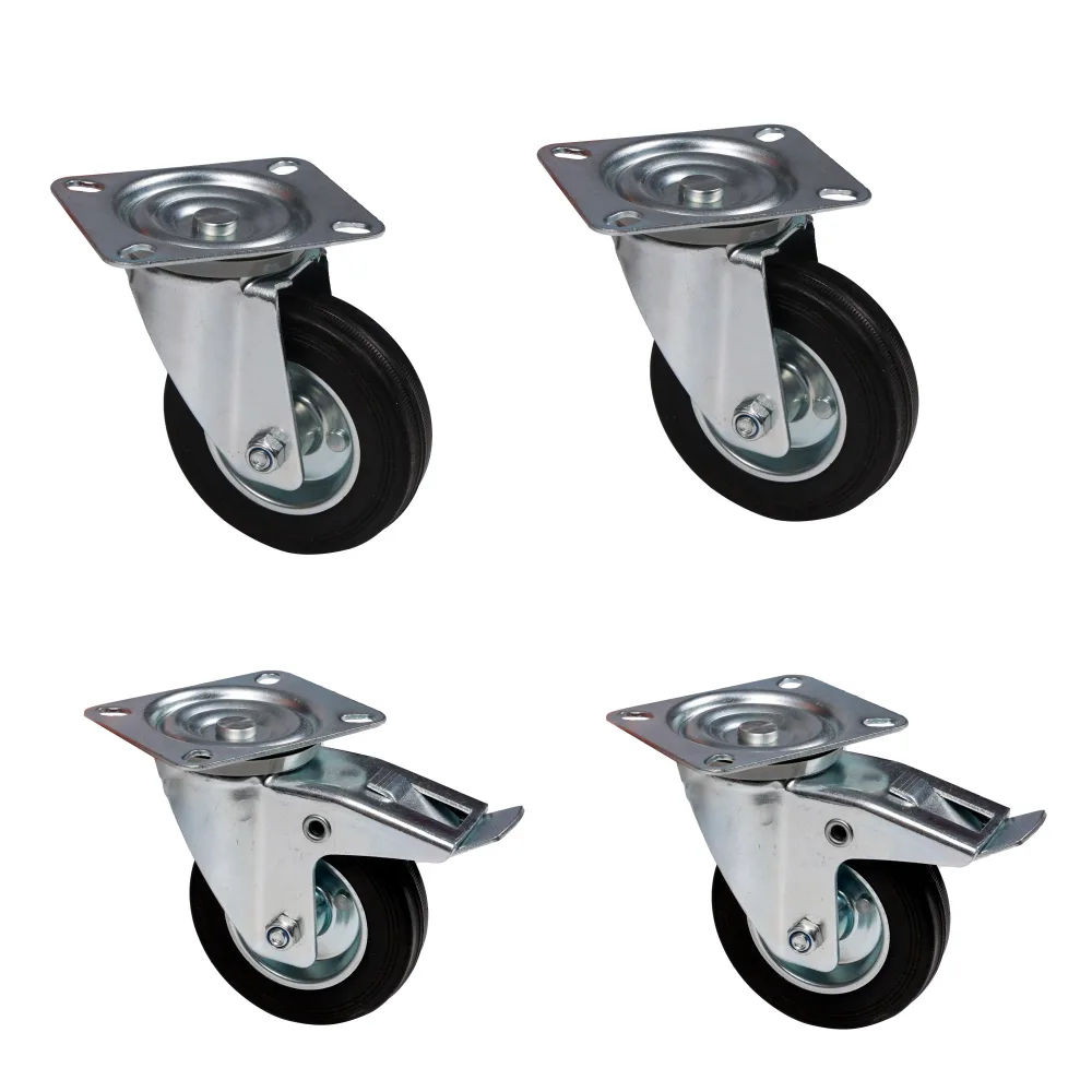 Schwerlastrollen Vollgummi 4er Set 160 mm