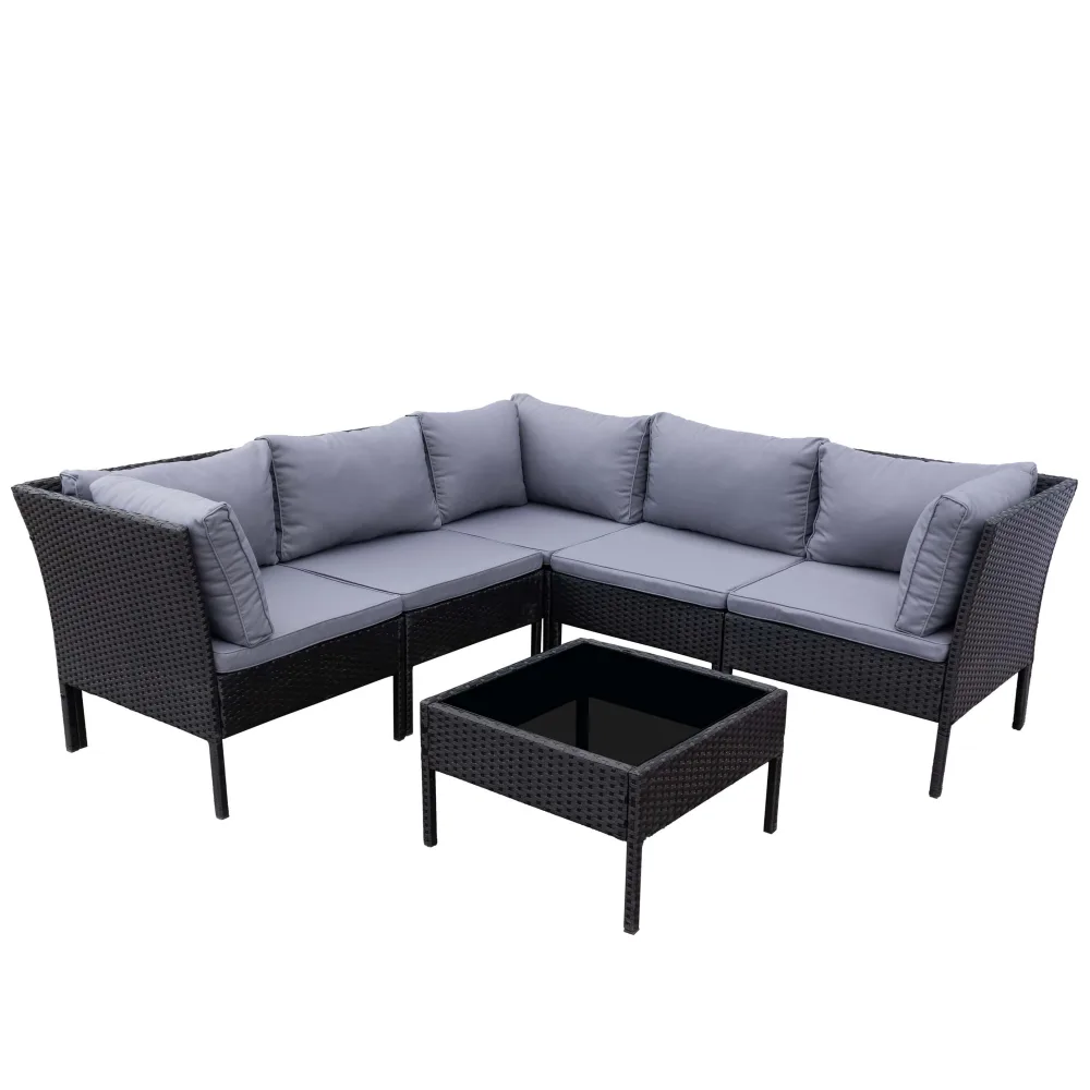 Rattanlounge BARI schwarz/anthrazit