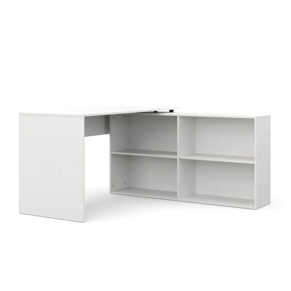Eckschreibtisch AARON mit Regal 137 x 137 x 75 cm weiss