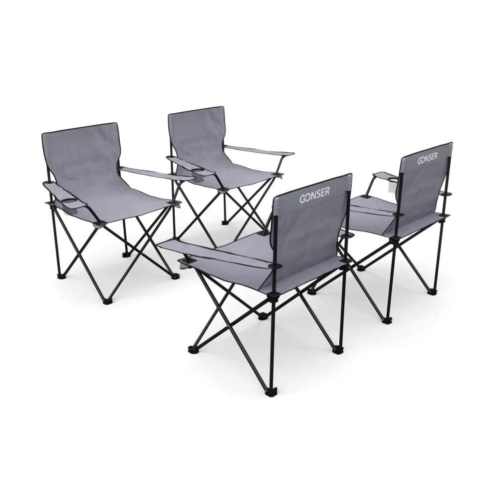 Campingstuhl 4er Set grau