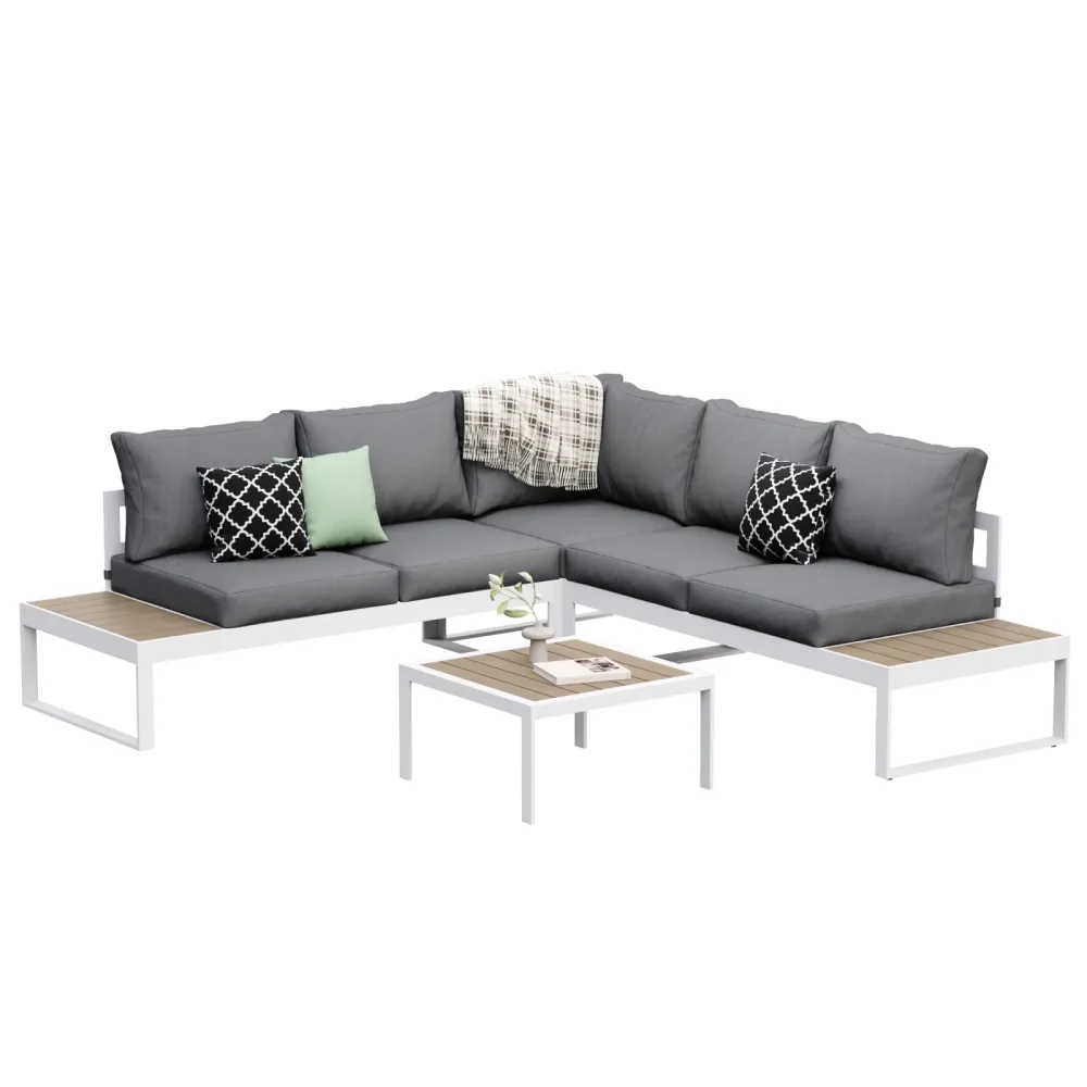 Lounge CAMILA anthrazit/weiss/braun