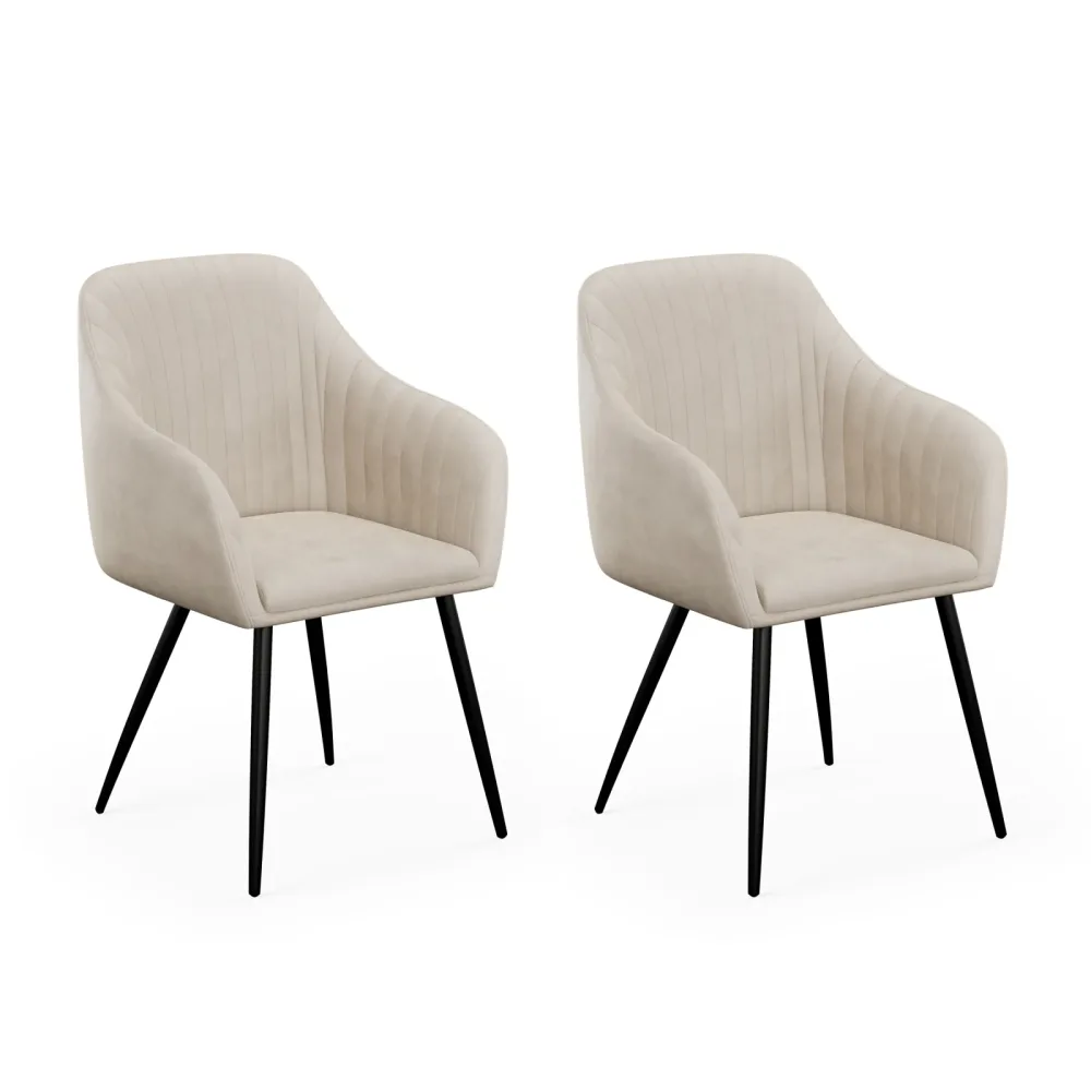 Esszimmerstuhl Samt LEE 2er Set beige