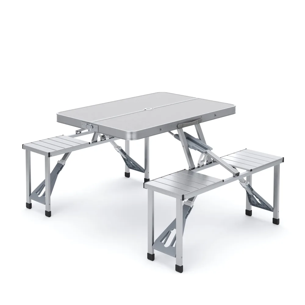 Campingtisch Garnitur klappbar 85 cm silber