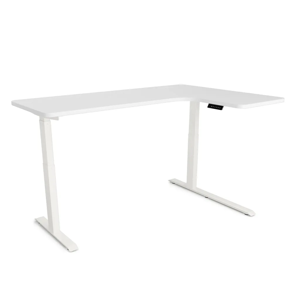 Stehpult Eckschreibtisch elektrisch PREMIUM weiss 160 x 110 cm