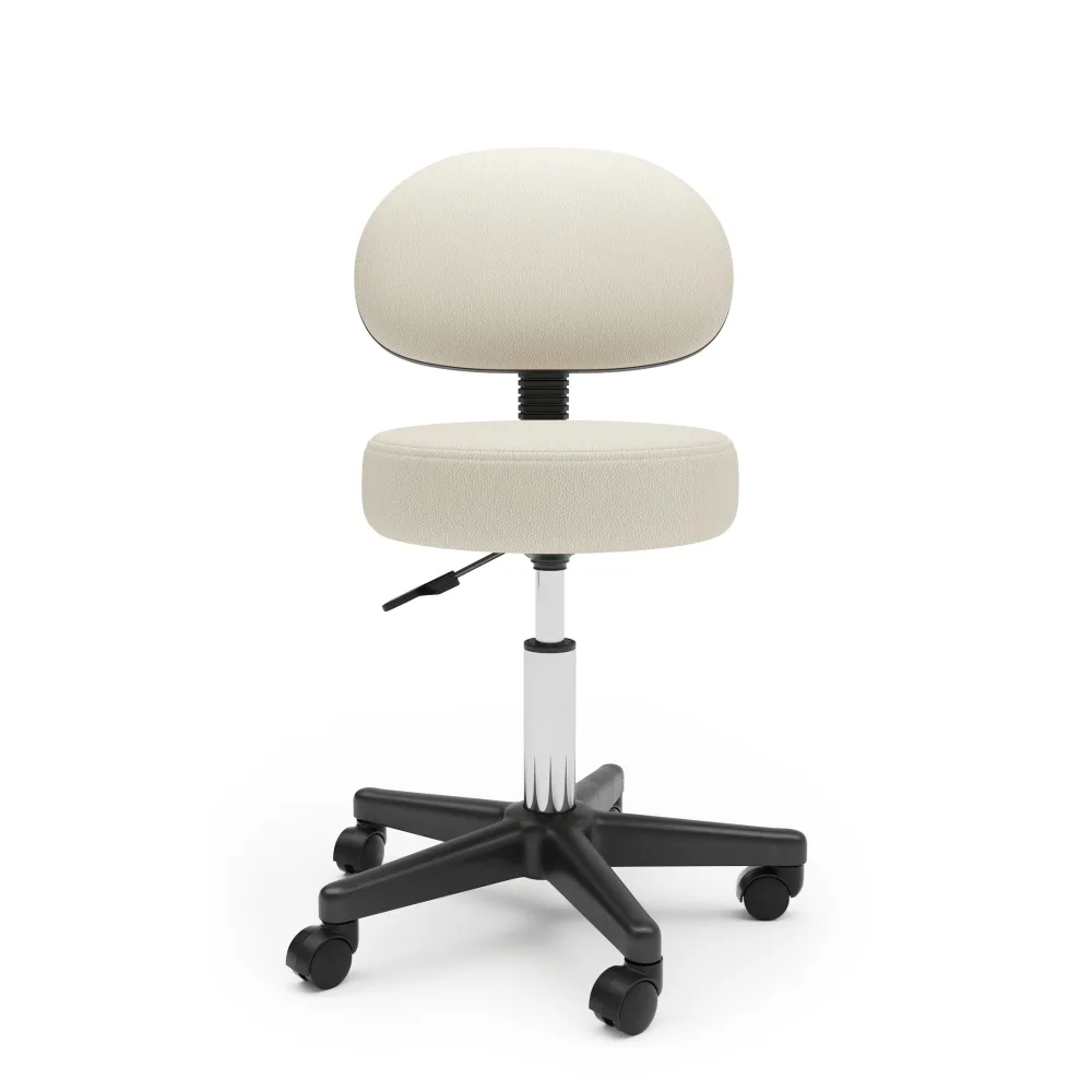 Drehstuhl Rollhocker mit Rückenlehne beige