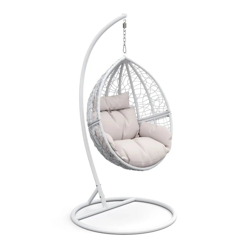 Hängesessel mit Gestell PANAMA weiss/beige