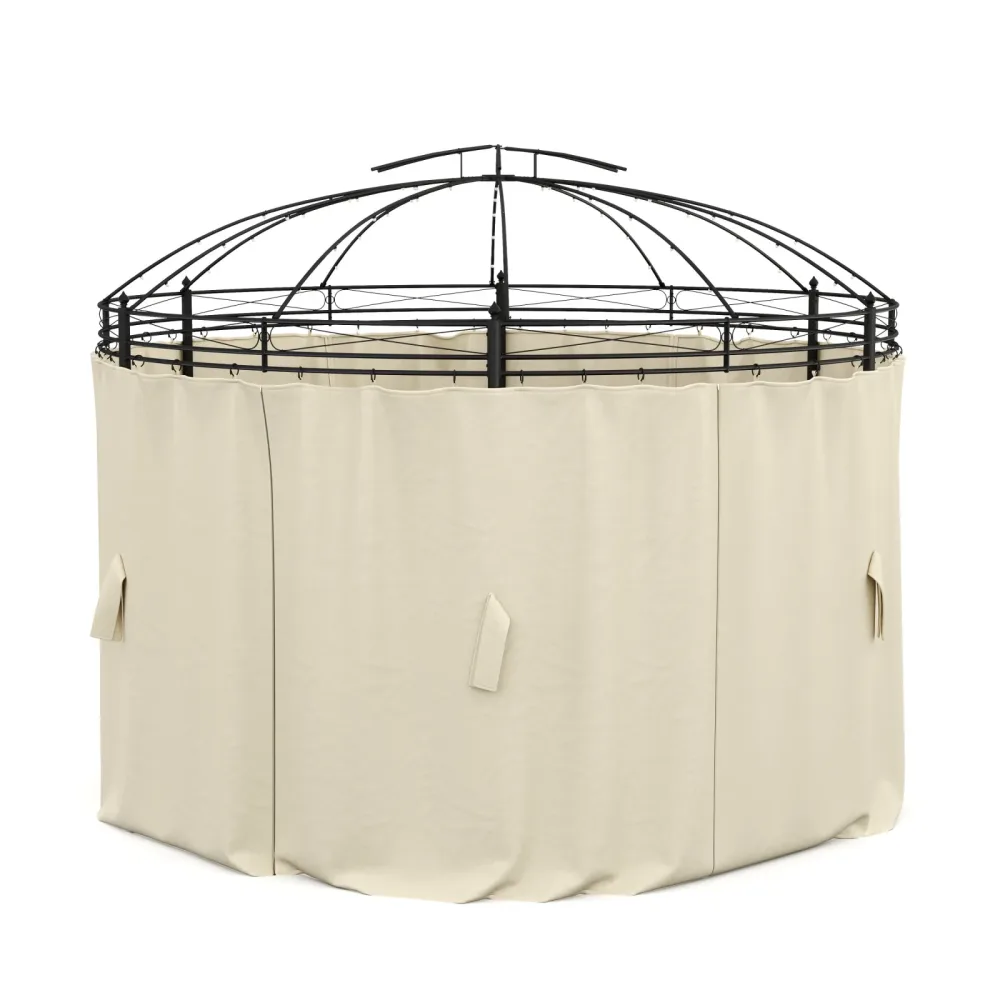 Seitenwände Gartenpavillon LED ROYAL rund beige
